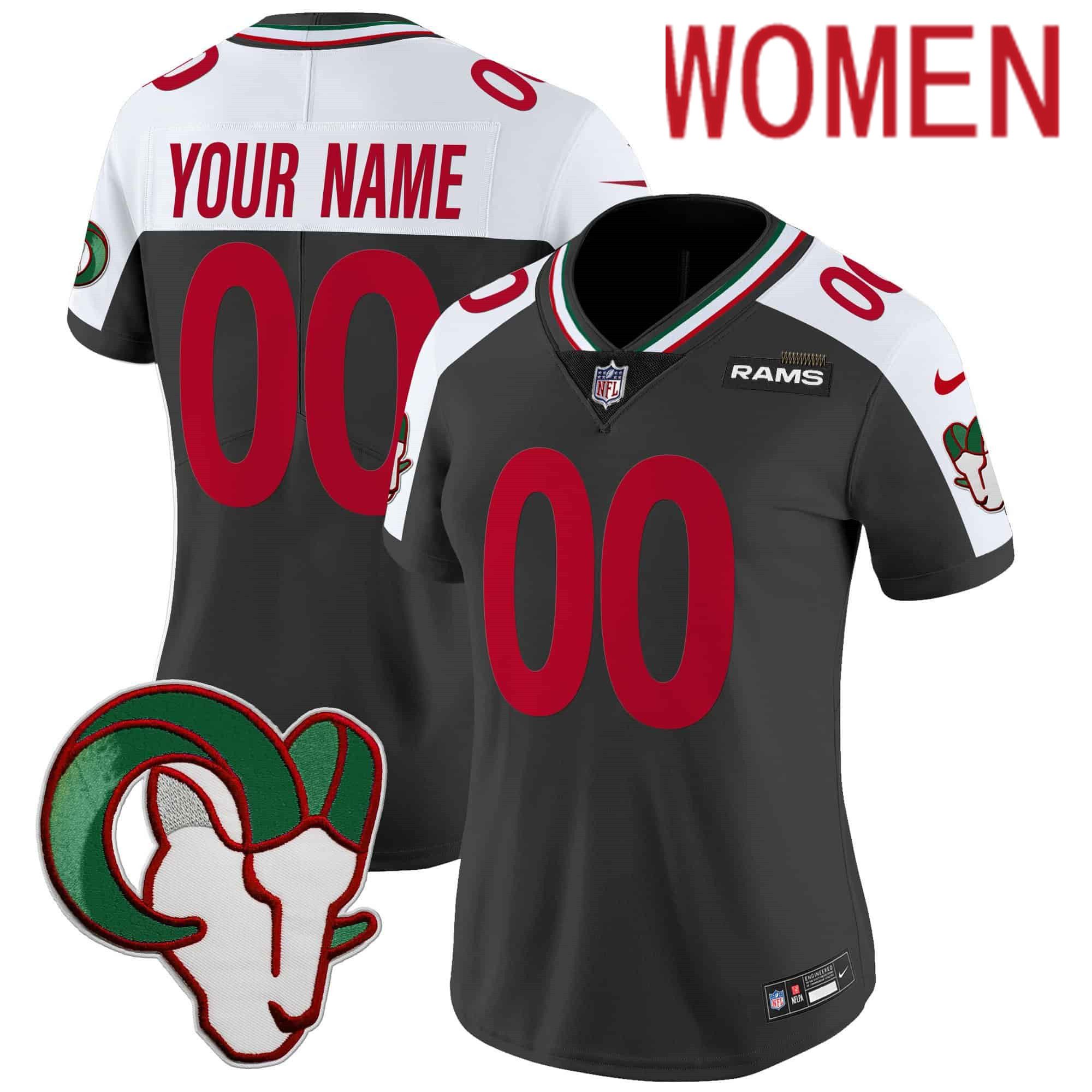 Women Los Angeles Rams Black 2024 Nike Mexico Vapor Limited Custom NFL Jersey style 1->customized nfl jersey->Custom Jersey